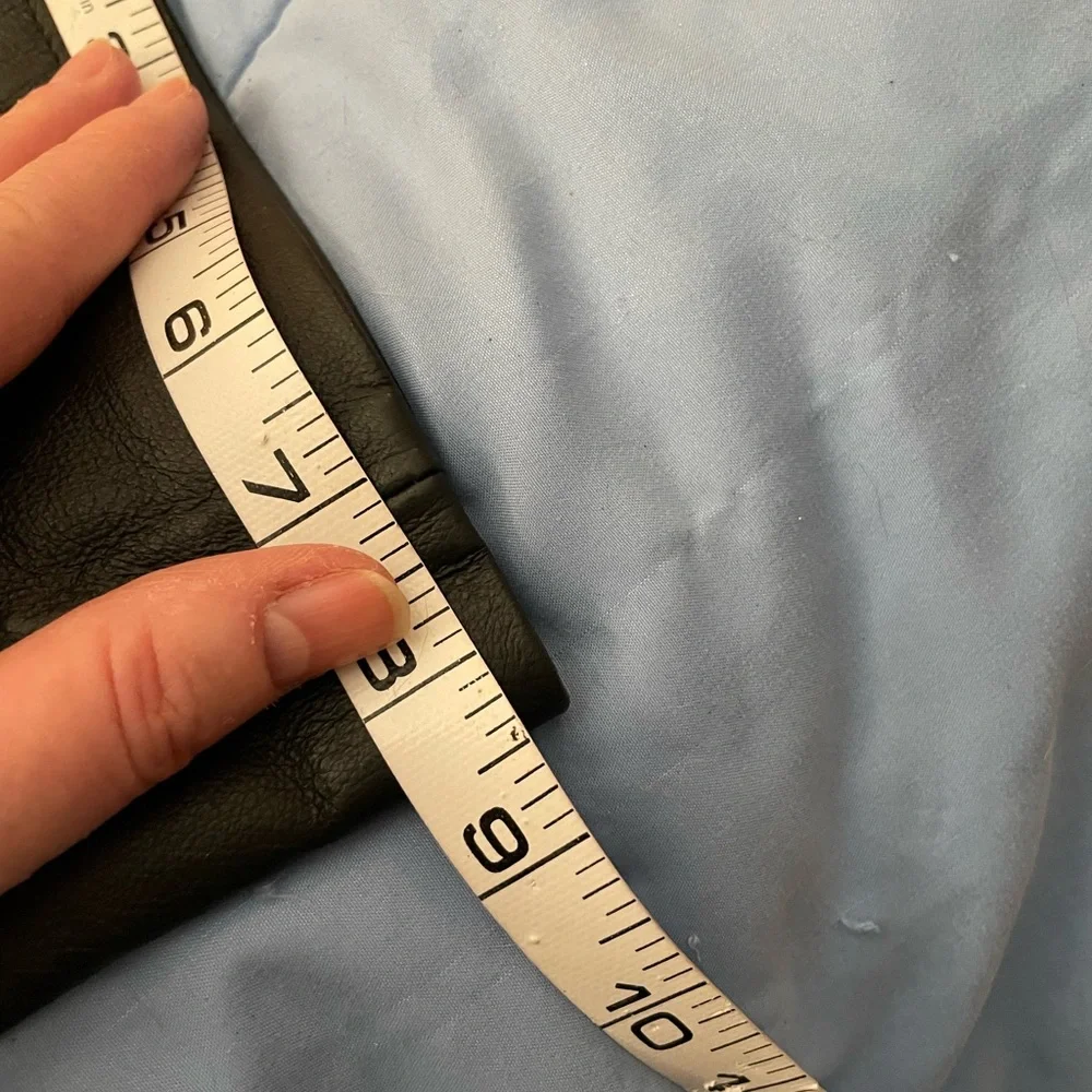 Newport News Leather Black Pant size 8 lined 5 pocket button zipper straight leg - Picture 14 of 15